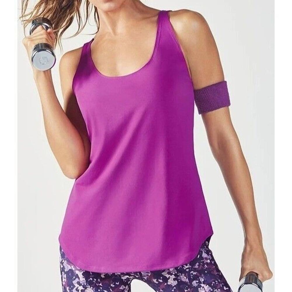 Fabletics Ainsley Tank Top Womens M Purple Racerback Workout Athletic Gym Logo